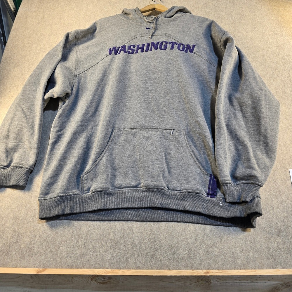 Nike‎ Team Washington Huskies Hoodie Mens XXL Gray Purple Pullover Sweatshirt UW